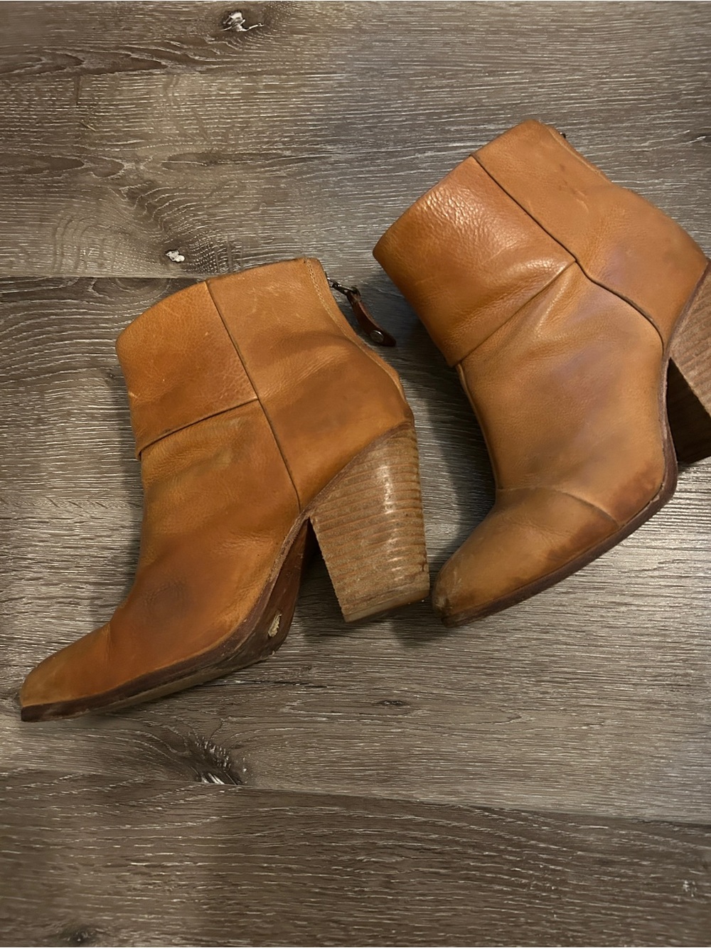 rag & bone Tan Leather Block Heel Boots